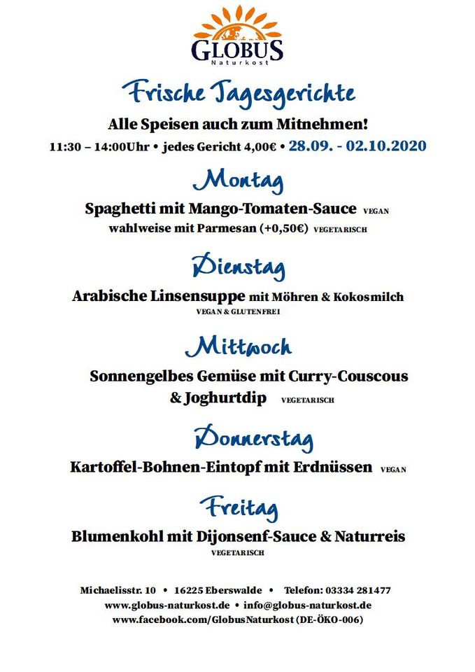 Globus Naturkost Mittagstisch